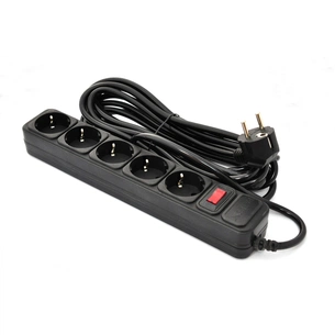 Мережевий фільтр живлення Patron 5.0 m, 3*1.5mm2 (SP-1655) 5 розеток BLACK (EXT-PN-SP-1655) зображення 1