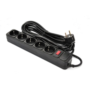 Мережевий фільтр живлення Patron 5.0 m, 3*1.5mm2 (SP-1655) 5 розеток BLACK (EXT-PN-SP-1655) зображення 1