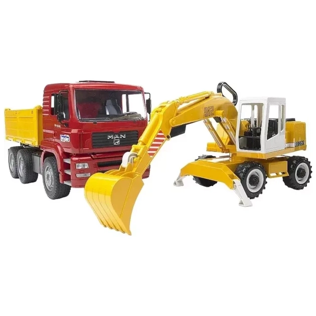 Масштабная модель автомобиля Bruder Грузовик МАN TGA и экскаватор Liebherr 1:16 (02751) - изображение 1