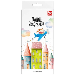 Олівці кольорові Школярик Акварельні Шестигранні з пензликом 12 шт (137SH-12) зображення 1