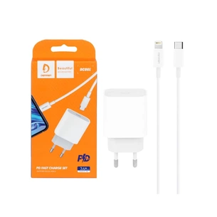 Зарядний пристрій Denmen USB-C PD20W 3.6A + cable USB-C to Lightning white (DM-DC06L-WH) зображення 1
