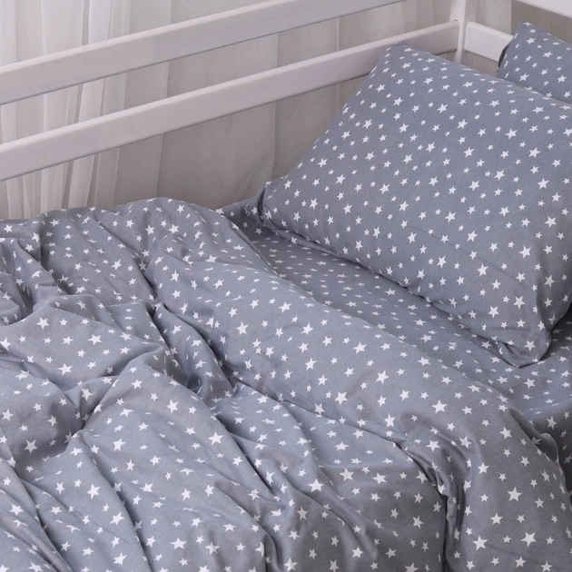 Постельное белье MirSon 012 Grey Stars Фланель 200х220 Евро (2200009653131) - изображение 7