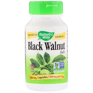 Травы Nature's Way Черный Орех, Black Walnut, Hulls, 500 мг, 100 Капсул (NWY-10600) изображение 1