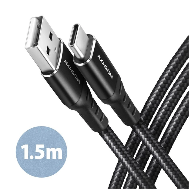 Дата кабель USB 2.0 AM to USB-C 1.5m black AXAGON (BUCM-AM15AB) - изображение 1