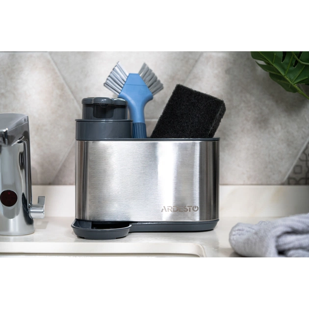 Дозатор для рідкого мила Ardesto Minimalism Органайзер для миючих засобів Сірий (ARHB3102GS) - picture 3