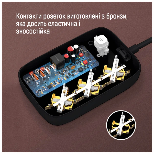 Мережевий фільтр живлення ColorWay CW-CHE34PDB 3 роз/4USB GaN3 Pro (CW-CHE34PDB) - зображення 9