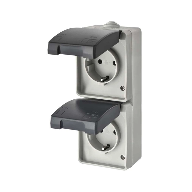 Розетка EMOS вертикальна зовнішня IP44 Сіро-чорна (A1396.3) - picture 2