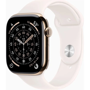 Смарт-годинник Apple Watch Series 11 GPS + Cellular 46mm Gold Titanium Case with Light Blush Sport Band - S/M (MFD54RK/A) зображення 1