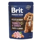 Вологий корм для собак Brit Premium Fillets in Gravy Turkey & Carrots Puppy 85 г (8595602572458) - зменшене зображення 1