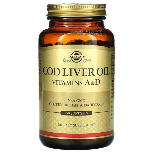 Вітамін Solgar Масло печінки тріски з вітамінами A і D, Cod Liver Oil & Vit (SOL-00941) - зображення 1