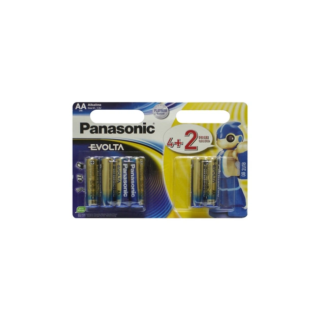 Батарейка Panasonic AA LR6 Evolta * 6(4+2) (LR6EGE/6B2F) - зображення 1