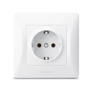 Розетка Videx BINERA 1ая із заземленням (VF-BNSK1G-W) изображение 1