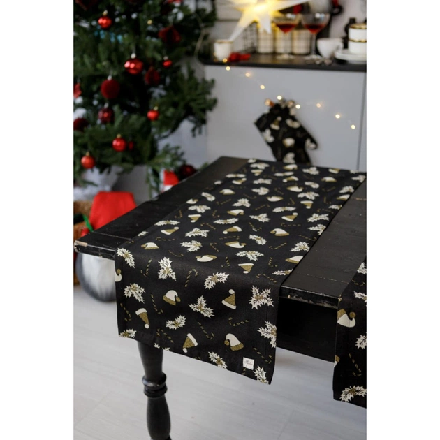 Доріжка на стіл Прованс Шапочки на чорному 40х180 см (036446) - picture 6