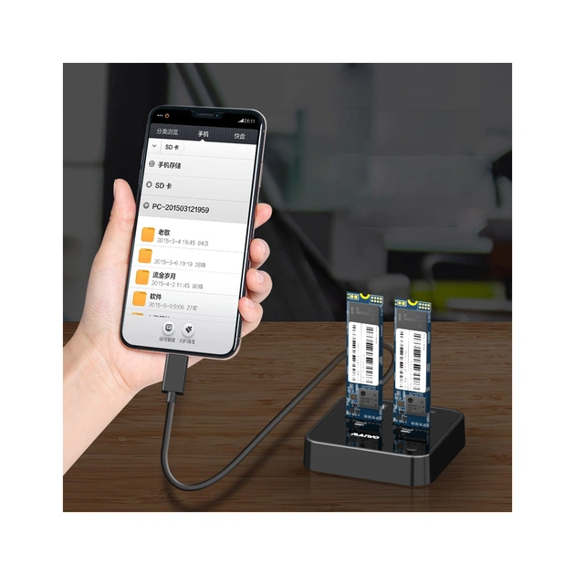 Док-станція для накопичувачів Maiwo 2*SATA M.2 SSD Key B/B+M USB 3.1 Gen1 Type-C (K3016SG1) - picture 5
