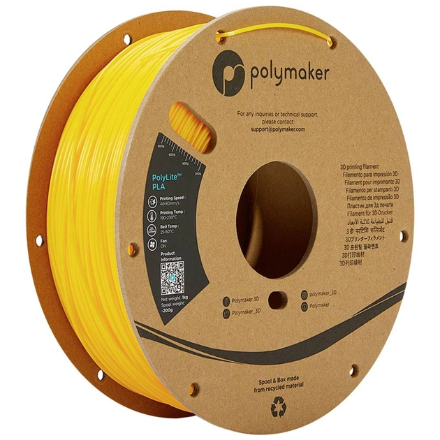 Пластик для 3D-принтера Polymaker PLA POLYLITE 1,75mm 1kg YELLOW (PA02007) - изображение 1