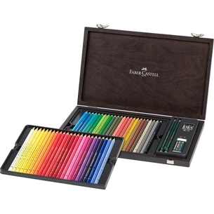 Олівці кольорові Faber-Castell POLYCHROMOS 48 кольорів з аксесуарами в дерев'яному пеналі, 110006 (31343) зображення 1