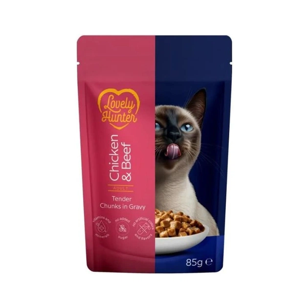 Вологий корм для кішок Lovely Hunter Adult with Chicken and Beef 85 г (LHU47936) - зображення 1