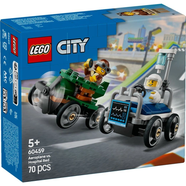 Конструктор LEGO City Літак проти лікарняного ліжка - Набір для перегонів (60459) - зображення 1