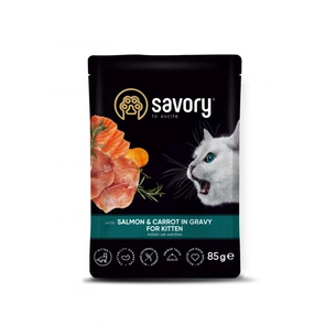 Вологий корм для кішок Savory лосось з морквою у соусі для кошенят 85 г (4820261920079) зображення 1