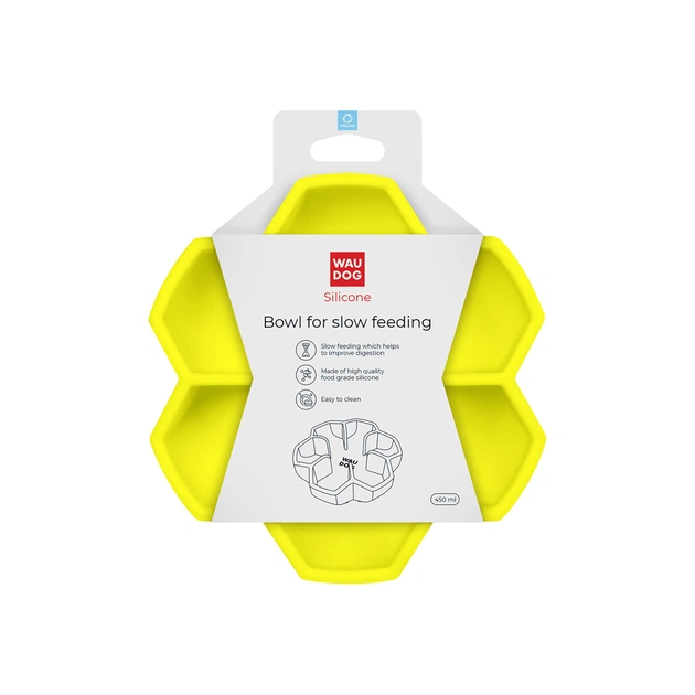 Універсальний посуд для тварин WAUDOG Silicone миска для повільного харчування 450 мл жовта (23538) - picture 4