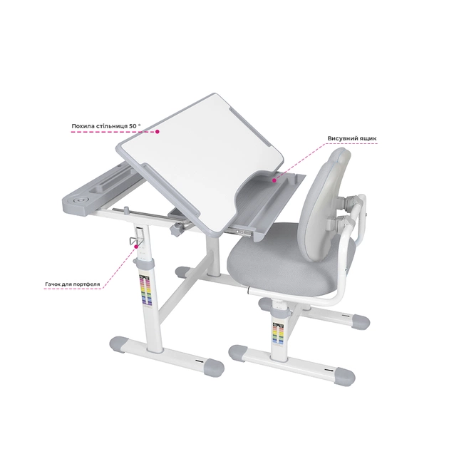 Парта зі стільцем FunDesk Vivo Grey (221892) - picture 3