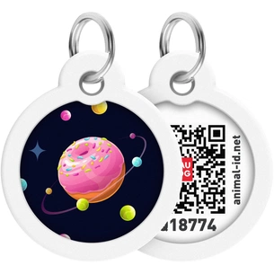 Адресник для тварин WAUDOG Smart ID з QR паспортом "Всесвіт пончиків", коло 30 мм (230-0218) зображення 1