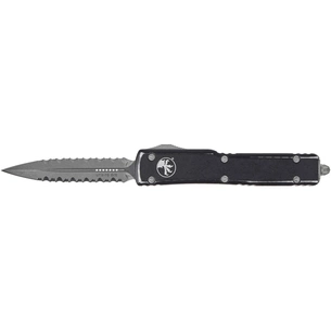 Ніж Microtech UTX-70 Double Edge Apocalyptic DFS Serrator Distressed Black (147-D12DBK) зображення 1