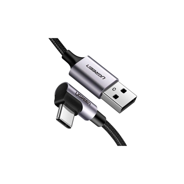 Дата кабель USB 2.0 AM to USB-C 3.0m 3A US284 90° corner black Ugreen (70255) - изображение 1