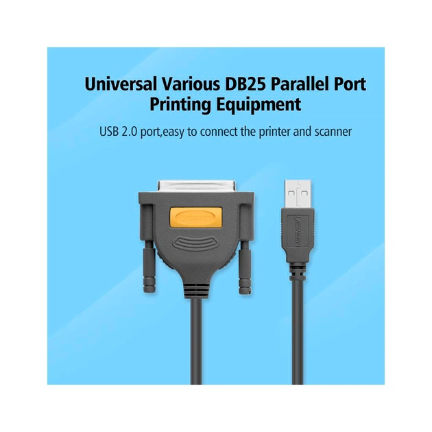Кабель для принтера USB 2.0 to DB25 2.0m US167 black Ugreen (20224) - picture 4