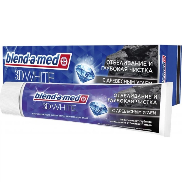 Зубна паста Blend-a-med 3D White Відбілювання та глибоке чищення з деревним вугіллям 100 мл (8001841142937) - зображення 1