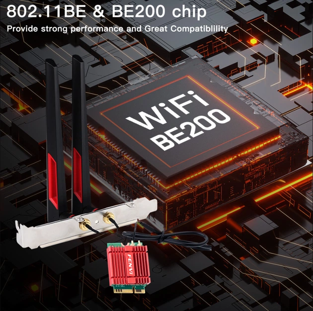 Бездротовий адаптер Fenvi FV-BE200NG Wi-Fi 7, Bluetooth 5.4 Adapter, Tri-band 2.4G/5G/6GHz - picture 10