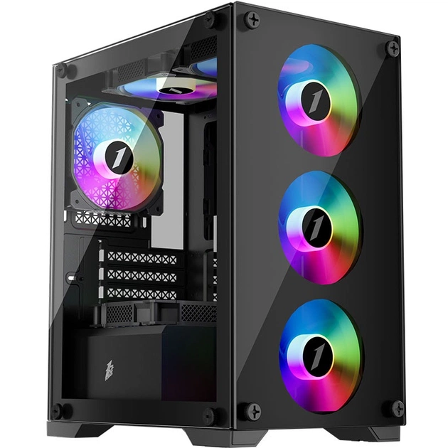 Корпус 1stPlayer X2-M-BK-4F1-PS-600FK-EU Black 600W - зображення 1