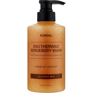 Гель для душу Kundal Eau Thermal Scrub Body Wash Leather Iris 500 мл (8809809428679) зображення 1