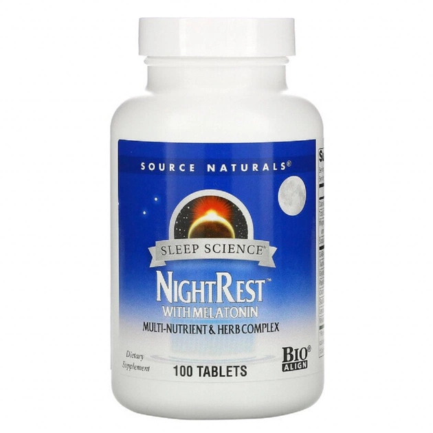 Вітамінно-мінеральний комплекс Source Naturals Комплекс для Нормалізації Сну, NightRest, 100 таблеток (SNS-00358) - зображення 1