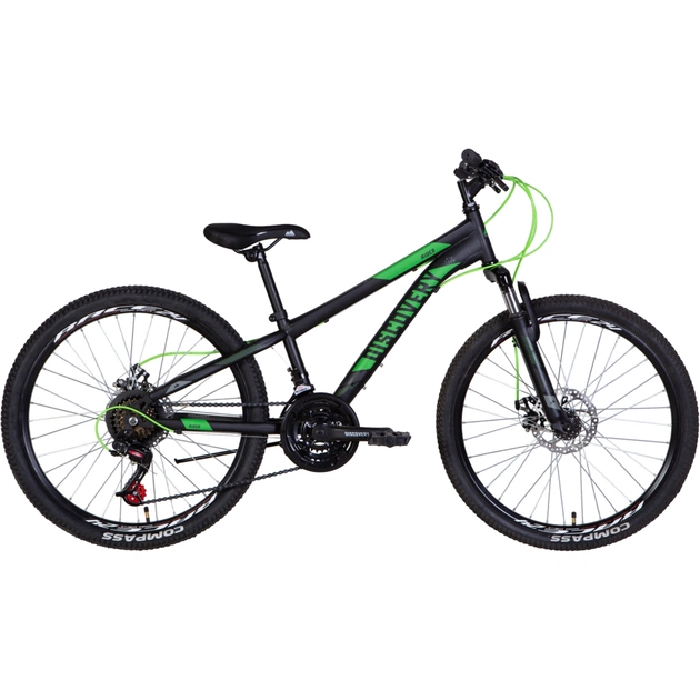 Велосипед Discovery 24" Rider AM DD рама-11,5" 2022 Black/Green (OPS-DIS-24-311) - изображение 1