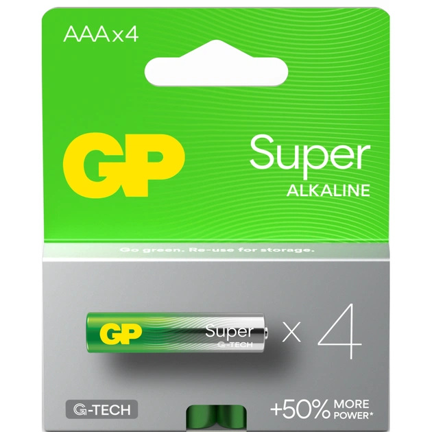 Батарейка Gp AAA LR3 Super Alcaline * 4 (24A21-SB4 / 4891199218224) - зображення 1