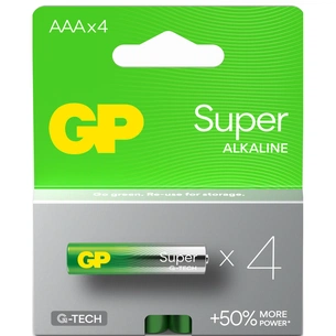 Батарейка Gp AAA LR3 Super Alcaline * 4 (24A21-SB4 / 4891199218224) зображення 1