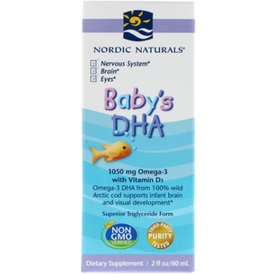 Жирні кислоти Nordic Naturals Риб'ячий жир (ДГК) для Дітей з вітаміном D3, Baby's DHA, wit (NOR-53787) зображення 1