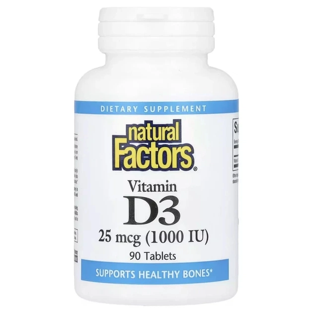 Вітамін Natural Factors Вітамін D3, 1000 МО, Vitamin D3, 90 таблеток (NFS-01050) - зображення 1