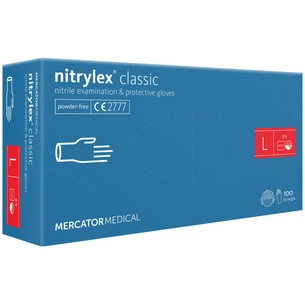 Медичні рукавички Mercator Medical Nitrylex Classic Нітрилові Неопудрені діагностичні Розмір L Сині 100 шт. (3.1011) (5906615004929) изображение 1