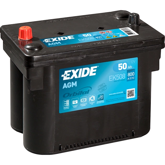 Аккумулятор автомобильный EXIDE START-STOP AGM 50Ah клеми по центру (800EN) (EK508) - изображение 1