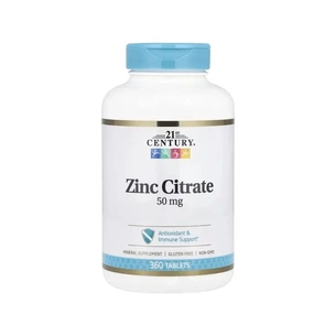 Витаминно-минеральный комплекс 21st Century Цитрат Цинка, 50 мг, Zinc Citrate, 360 таблеток (CEN-28032) изображение 1