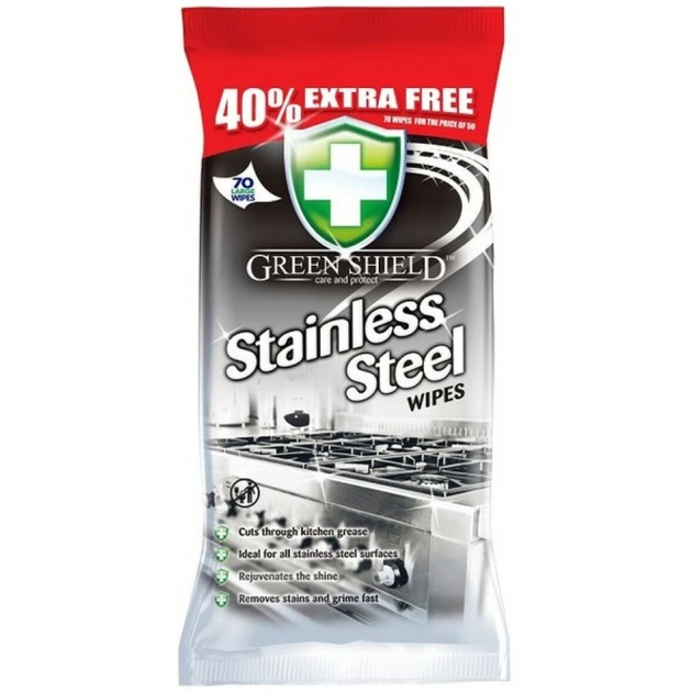 Салфетки для уборки Green Shield для нержавеющей стали и металла 70 шт. (5060110227181) - изображение 1