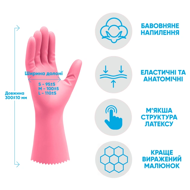 Рукавички господарські Добра Господарочка Латексні Делікат Розмір L (4820086523691) - picture 3