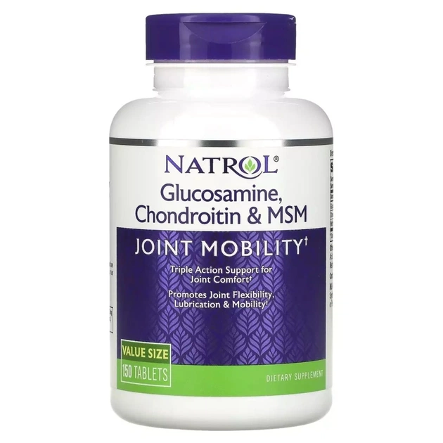 Вітамінно-мінеральний комплекс Natrol Глюкозамін, Хондроїтин та MSM, Glucosamine, Chondroitin & MSM, 150 таблеток (NTL-00224) - зображення 1