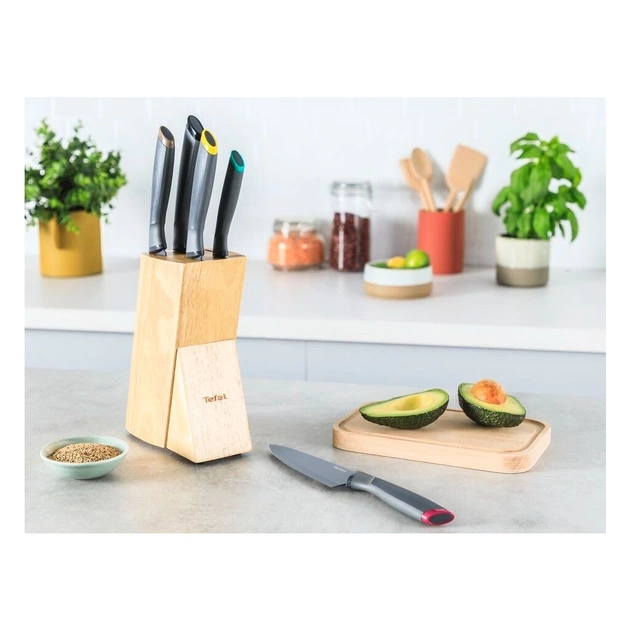 Набір ножів Tefal Fresh Kitchen, дерев'яна колода, 5шт, нержавіюча сталь, чорний (K122S504) - picture 8