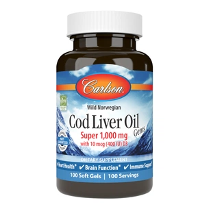 Жирні кислоти Carlson Жир із печінки Норвезької Тріски, 1000 мг, Cod Liver Oil, 10 (CAR-01301) зображення 1