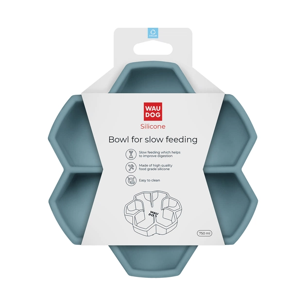 Універсальний посуд для тварин WAUDOG Silicone миска для повільного харчування 750 мл сіра (235411) - picture 4