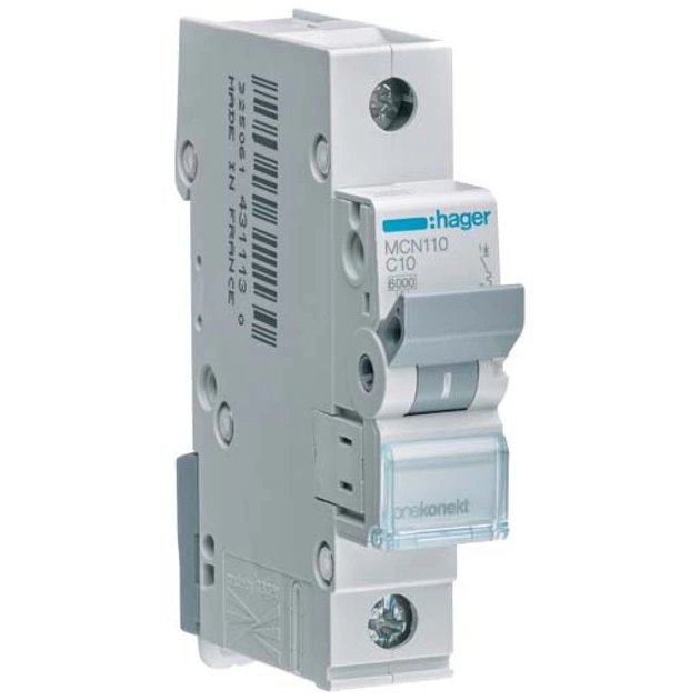 Автоматический выключатель Hager 1-п. C 10A (6kA) 1M (A) (MCN110) - изображение 1
