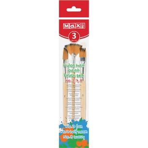 Пензлик для малювання Maxi набір ворс нейлон (№ 3 віялова, 7 півмісяцем, 8 хвиляста) (MX60830) зображення 1